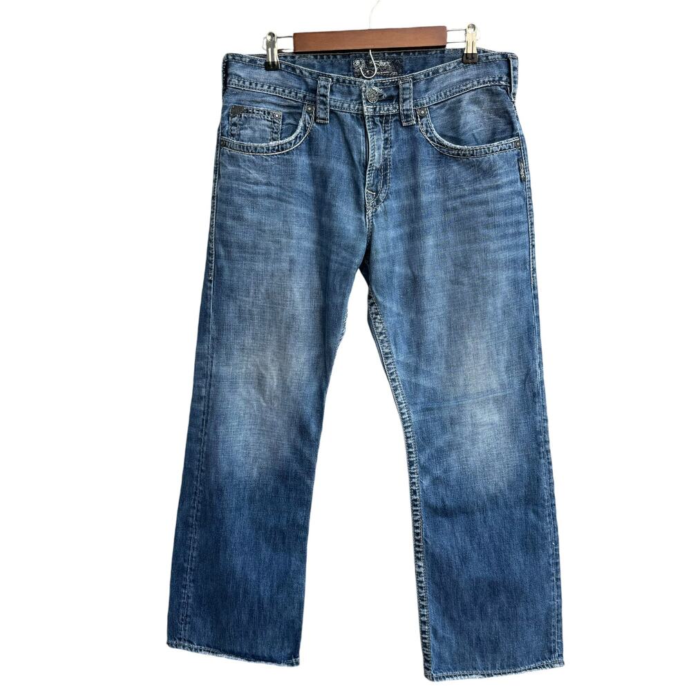Silver Jeans Co. Zac W33 L30 Relaxed Straight Distressed Western